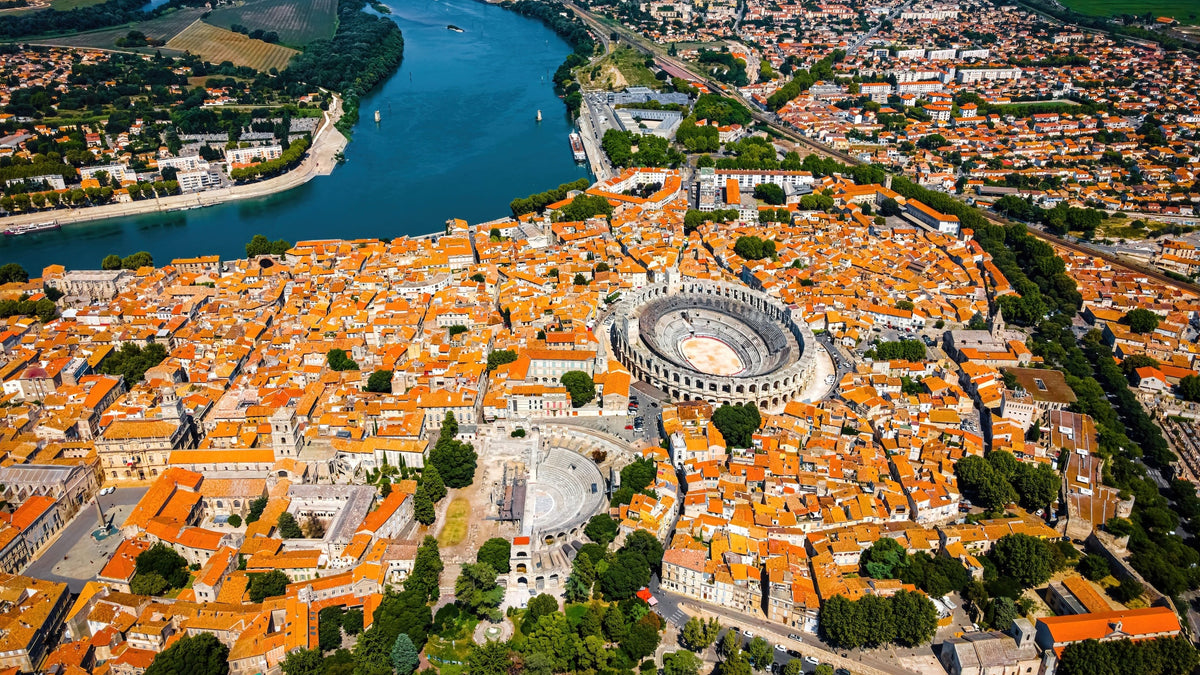 Vue aérienne sur Arles